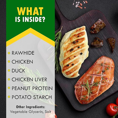 Dog Treats Rawhide Sticks Wrapped with Chicken 11 oz - Pet Natural Chew Treats - Grain Free Meat & Human Grade Dried Snacks - Best for Small & Large Dogs