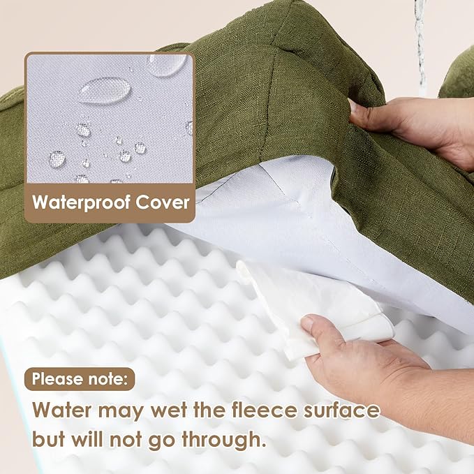 EHEYCIGA Orthopedic Dog Beds for Large Dogs, Waterproof Memory Foam Large Pet Bed with Sides, Non-Slip Bottom and Egg-Crate Foam Dog Couch Bed with Washable Removable Cover, Olive Green