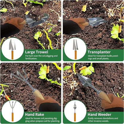 20-Piece Gardening Tools with Fashion and Durable Storage Bag - Heavy Duty Garden Tools Stainless Steel Rust-Proof Ergonomic Garden Tool Set - Ideal Gifts for Women and Men - Portable Gardening Kit