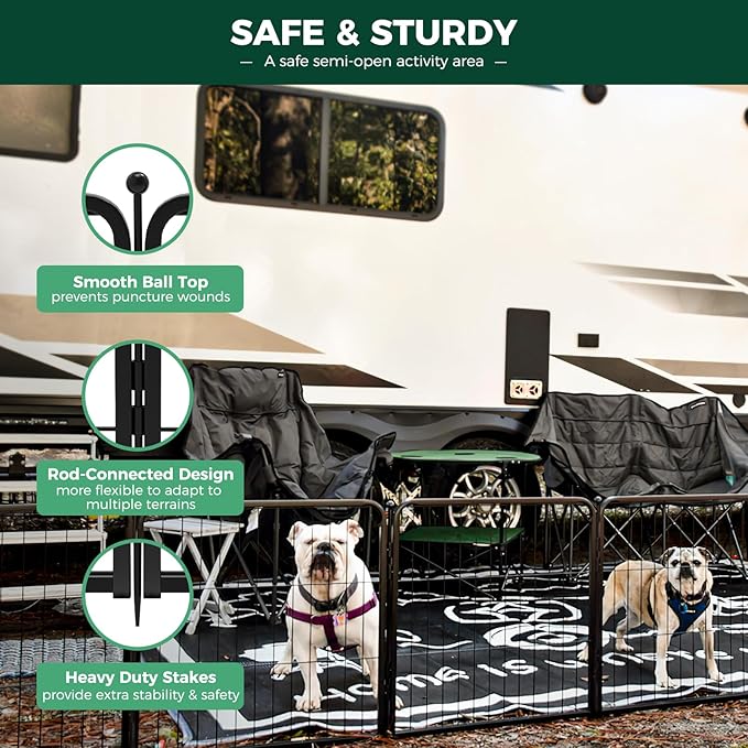 FXW Rollick Unleashed Dog Playpen for Indoor, Yard, RV Camping, 24 inch 24 Panels for Small and Puppy Dogs, Black│Patented