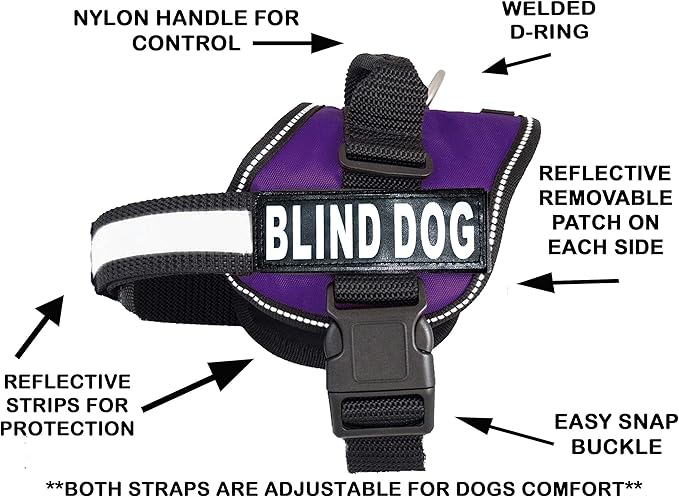 Doggie Stylz Blind Dog Harness No Pull No Escape Dog Vest for Blind Dogs Adjustable Vest with Handle Blind Dog Accessories and Patches for Training and Mobility