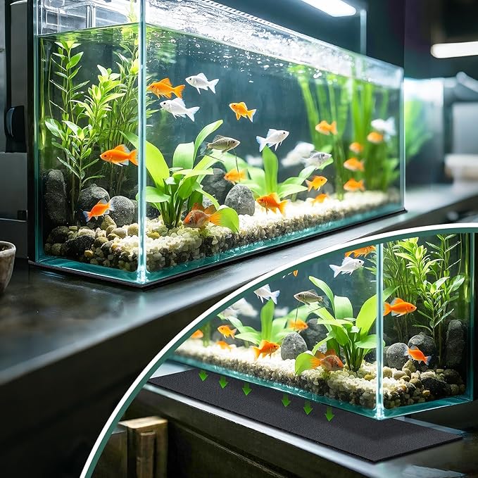 15 x 30 x 0.2 Inches Aquarium Leveling Mat 2PCS/Set Neoprene Non-Slip Shockproof Fish Tank Pad Waterproof Textured Surface for Uneven Surfaces Durable Fish Tank Mat with Easy-Cut Edges