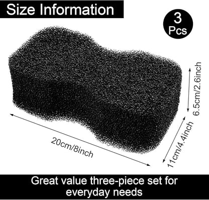 Eaasty 3 Pcs Horse Groomer Sponge Scrubber Massager Horse Grooming Brush Kit Supplies Large Soft Care for Cleaning Washing Bathing, Black, 4.33 x 7.87 x 2.56 Inch
