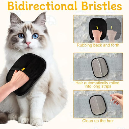 3 PCS Pet Hair Remover Electrostatic Gloves, Pet Hair Removal Gloves, Reusable Cat & Dog Hair Remover for Couch, Furniture, Carpet, Car Seat, Animal Fur Removal Tool, Cat Grooming Gloves