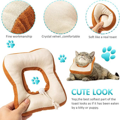 Frienda 2 Pieces Adjustable Cat Cone, Cat Recovery Collar, Kitten Cones After Surgery Pet Neck Strap Elizabethan Donut Toast Neck Cone Collar with Edge for Kitten