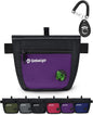Gobeigo Dog Treat Pouch and Training Clicker, Upgrade Two Magnetic Closure to Prevent Spills, 2 Cup Treat Bag with Poop Bag Dispenser, Metal Clip Waist Belt Fanny Pack for Pet Walk (Black/Purple)