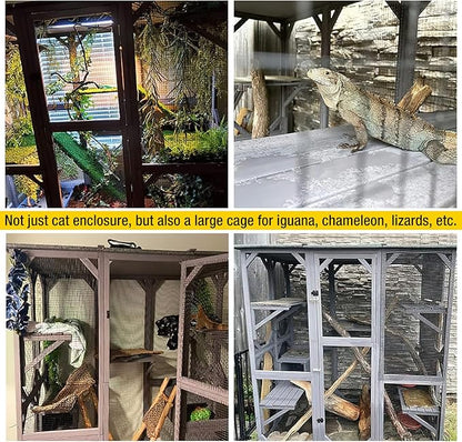 Aivituvin Catio Outdoor Cat Enclosure Large Walk in Cat Kennel Kitten Cage with Platforms and Small Houses