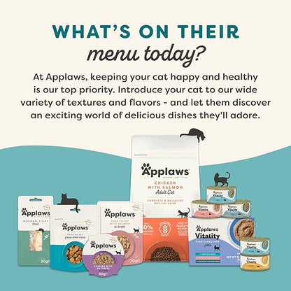 Applaws Vitality Wet Cat Food Paté, Natural Canned Cat Food, Wet Food for Cats with Added Vitamins and Minerals, Grain Free, Carrageenan Free, Tuna Fillet and Mackerel Recipe (24 Count, 2.47 oz Cans)