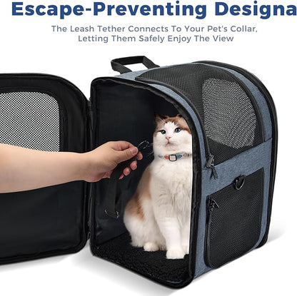 Apollo Walker Dog & Cat Carrier Backpack for 4-15lb Pets - Ventilated Safe Design with Padded Back Support, Breathable Mesh Pet Backpack for Hiking, Travel, Outdoor (Navy)