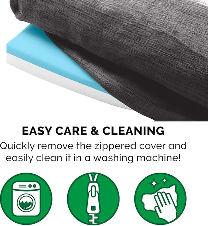 Furhaven Cooling Gel Dog Bed for Large Dogs w/ Removable Bolsters & Washable Cover, For Dogs Up to 95 lbs - Luxe Faux Fur & Performance Linen Sofa - Charcoal, Jumbo/XL