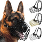 German Shepherd Dog Muzzle Metal Basket for Medium Large Dogs Adjustable Durable Leather Straps Secure Wire Mask for Biting Chewing Barking (Black, M - Size)