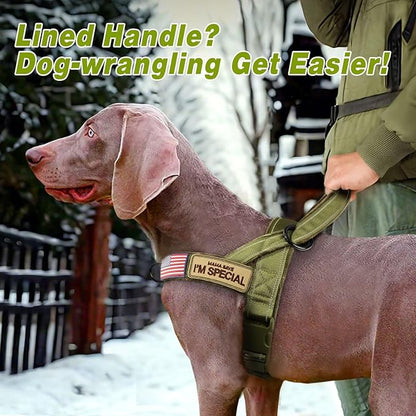 Forestpaw No Pull Dog Harness - Soft Flannel Padded Tactical Dog Vest Harness with Quick Release Buckle, Adjustable Reflective Pet Harness for Medium Large Dogs Walking Training,Green L