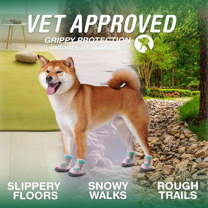 Dog Shoes for Large Dogs, Anti-Slip Dog Boots for Winter Snow, Hot Pavement, Dog Booties & Paw Protectors Pink Size 8