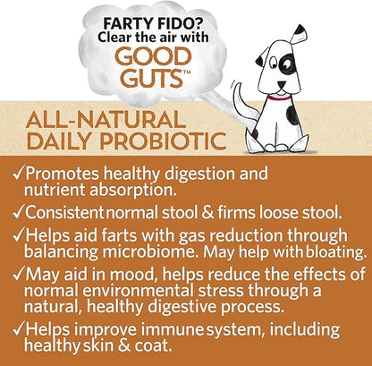 Fidobiotics Good Guts for Big Mutts Probiotic for Dogs, 12 Billion CFUs, 11 Strains, 5 Digestive Enzymes, 2 Prebiotics, Digestive Gut Health for Dogs, Adult & Puppy Probiotics Supplements (20 Days)