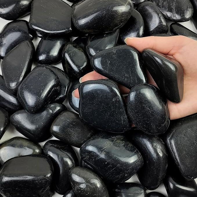 40 lbs Black River Rocks for Landscaping, 2-3 inch Pebbles for Indoor Plants, Large Decorative Stones for Planters Aquarium Fish Tank and Garden Rocks