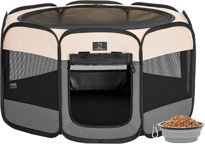 A4Pet Portable Kitten Playpen for Cats, 27" Foldable Pet Playpen for Puppy/Cat/Rabbit/Chick, with Removable Zipper Top & Mesh Panel(11”W × 7.5”H)