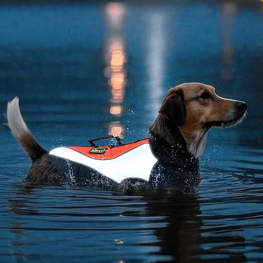 Adjustable Reflective Life Jacket for Medium Dogs - Buoyancy Swim Vest, Rescue Handle Dog Flotation Device, Beach Essentials, Dog Life Vests for Boating, Beach, Pool(M, Orange)