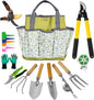 Gardening Tools – 42 Piece Premium Gardening Tool Set,Heavy Duty Hand Tools with Fashion Garden Tools Organizer Handbag,Rust-Proof Gardening Tool Kit, Ideal Gardening Gifts for All (Green Floral)