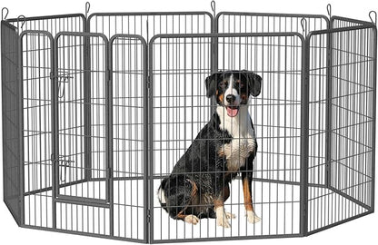 Dog Playpen, Outdoor Dog Fence, 8 Panels, 40" H Dog Pen for Medium/Small Dogs, Heavy Duty Metal Pet Fence with Gate, Portable Dog Fence for RV Camping and Yard (Black)