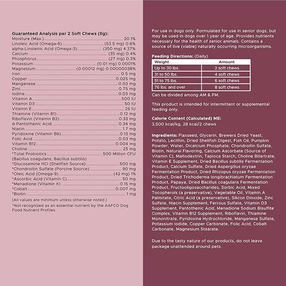 12-in-1 Multivitamin for Senior Dogs - 120 Senior Dog Vitamin and Supplement Soft Chews for Hip and Joint - Advanced Formula with Glucosamine, Omega 3,6,9, Vitamins, Probiotics - Made in The USA