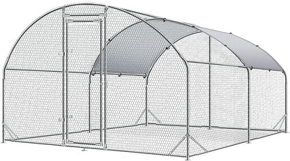 4ever2buy Large Metal Chicken Coop with Run Walk-in Poultry Cage Chicken Runs House Pen Cage Dome Roofed Chicken Coops with Anti-Ultraviolet Cover for Outdoor Yard Farm Use 9.5'W x 12.9'L x 6.3'H