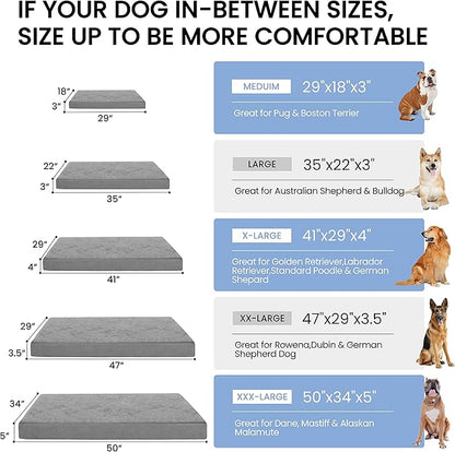 GOHOO Jumbo Dog Bed for Large Dogs, Orthopedic Memory Foam with Cooling Gel & Waterproof Lining