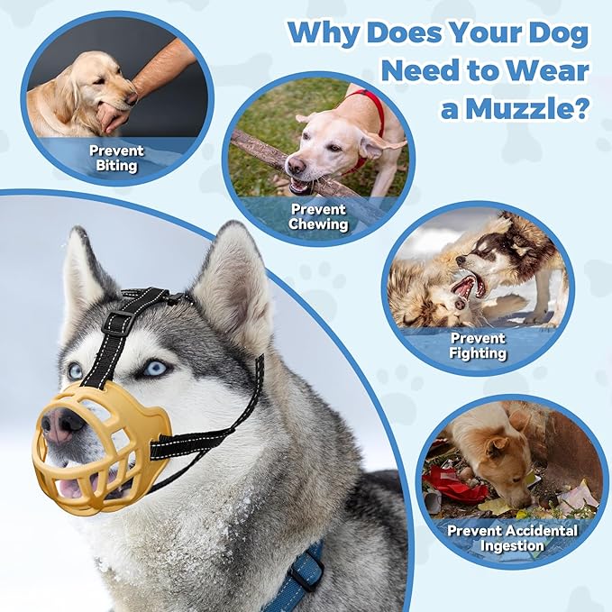 Dog Muzzle for Large Dogs, Breathable Basket Muzzles for Small, Medium and X-Large Aggressive Dog, Allows Panting Drinking, Suitable for Grooming Trimming Training (5, Luminous Orange)