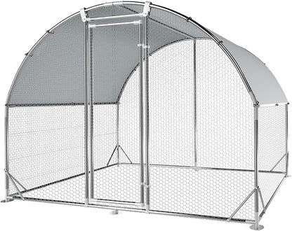 4ever2buy Large Metal Chicken Coop with Run Walk-in Poultry Cage Chicken Runs House Pen Cage Dome Roofed Chicken Coops with Anti-Ultraviolet Cover for Outdoor Yard Farm Use 9.5'W x 6.45'L x 6.3'H