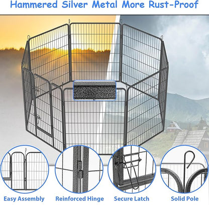 Dog Playpen, Outdoor Dog Fence, 8 Panels, 40" H Dog Pen for Medium/Small Dogs, Heavy Duty Metal Pet Fence with Gate, Portable Dog Fence for RV Camping and Yard (Black)