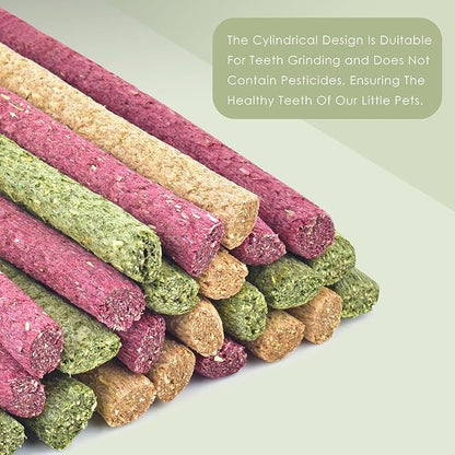 ERKOON Timothy Hay Sticks,Rabbit Chew Toys for Teeth Natural Molar Sticks Rabbits Treats for Bunnies, Chinchilla Guinea Pigs, Gerbil, Hamster (25 Pcs)