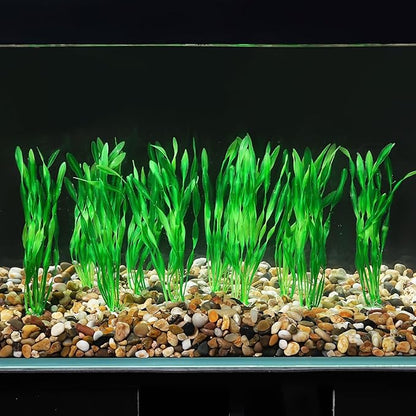 AQUANEAT Fish Tank Artificial Plants, Aquarium Plastic Seaweed Decorations, 8Inch Tall Fake Green Accessories, 10 Packs