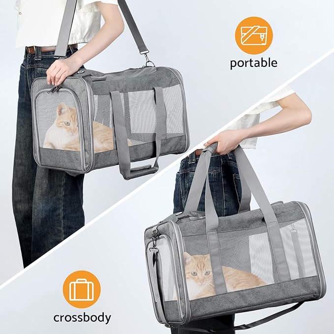 Airline-Approved Pet Carrier Cat Carrier Dog Carrier - Stylish Lightweight, Handheld & Crossbody, Honeycomb Support, Anti-Escape Design for Travel, Walks & Daily Outings