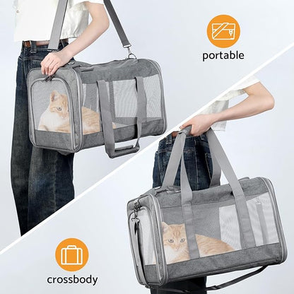 Airline-Approved Pet Carrier Cat Carrier Dog Carrier - Stylish Lightweight, Handheld & Crossbody, Honeycomb Support, Anti-Escape Design for Travel, Walks & Daily Outings