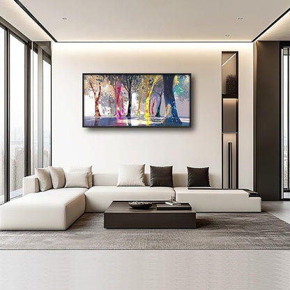 Framed Large Trees Wall Art for Living Room, Oversized Abstract Forest Wall Decor Colorful Nature Canvas Painting Modern Artwork Home Decoration for Living Room Bedroom Dining Room Office 60"x30"