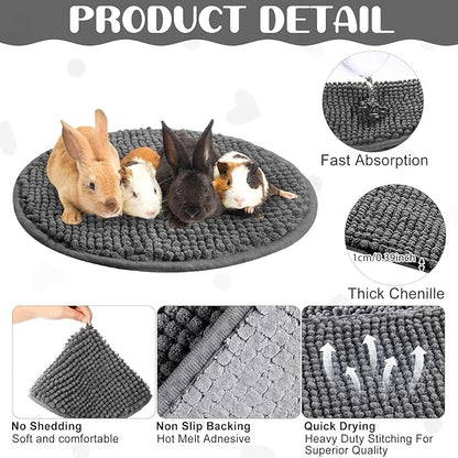 Amylove 4 Pcs Guinea Pig Cage Liner Guinea Pig Bedding Washable Fleece Pee Pads Reusable Small Animals Training Mat Small Animal Sleeping Bed for Bunny Hamster(Dark Gray,Diameter 12 Inch)