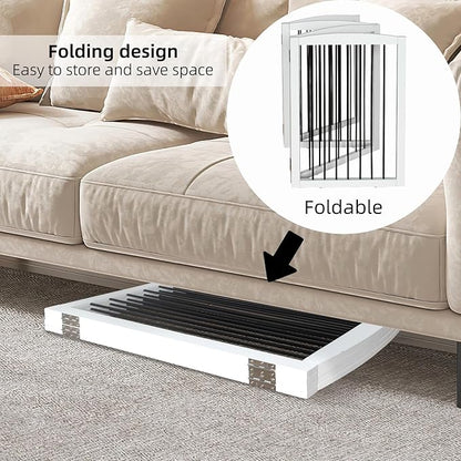 Freestanding Panel Gate for Indoor Doorways, Stairs, or Hallways, Foldable Wooden Gate for Dogs, Support Feet Included, 24" Height - 2 Panels, White