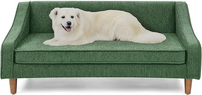 Dog Sofa Couch for Medium to Large Dogs, Durable Pet Sofa with Washable Fabric, Elevated Mini Dog Bed with Wooden Legs for Medium and Large Dogs, Dark Grey