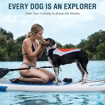 Adjustable Reflective Life Jacket for Medium Dogs - Buoyancy Swim Vest, Rescue Handle Dog Flotation Device, Beach Essentials, Dog Life Vests for Boating, Beach, Pool(M, Orange)