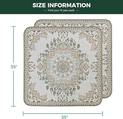 FXW Washable Pee Pads for Dogs, Puppy Pads with Super Absorbent, Specifically Designed for Potty Training, 35" Square, Boho, 2 Packs