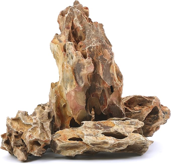 2-6 Inches Natural Dragon Stone 4 PCS Aquarium Rocks for Aquascaping, Aquarium Landscaping, Terrariums, Fish Tank Decoration, Vivariums, Paludarium, Reptile and Amphibian Enclosures