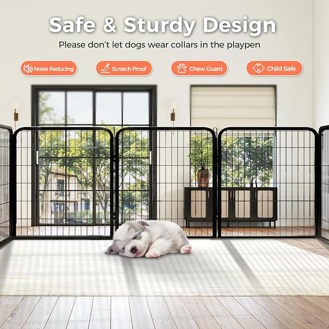 24 Inch Dog Playpen - 16 Panels Metal Pet Exercise Pen for Puppy, Indoor/Outdoor Dog Fence for Yard, Garden, Camping & RV Travel