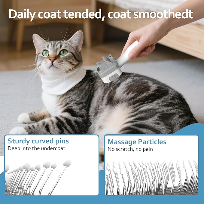 5 in 1 Pet Steam Brush for Dogs & Cats – Self Cleaning, 3 Pet Brush for Smoothing, Dematting, Thinning – Shedding, Grooming & Hair Removal, Includes Shampoo & Storage Case (8.0"-promax)