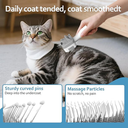 5 in 1 Pet Steam Brush for Dogs & Cats – Self Cleaning, 3 Pet Brush for Smoothing, Dematting, Thinning – Shedding, Grooming & Hair Removal, Includes Shampoo & Storage Case (8.0"-promax)