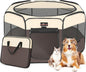 Aivituvin Dog Playpen, Foldable Pet Play Pens with Carrying Bag for Cat, Puppies, Rabbits, Portable Dog Tent Crates Cage for Travel Camping Indoor Outdoor, Removable Shade Cover, Brown L