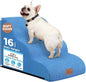 Dog Ramp and Stair for Bed 16" H-20 H,3-Step Cat Stair for Sofa and Chair,4-Step Dog Ramp for High Bed and Window,Durable Nonslip Fabric Cover for Indoor (Blue-16“H, Pet Friendly, 3)