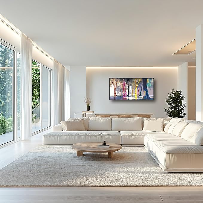 Framed Large Trees Wall Art for Living Room, Oversized Abstract Forest Wall Decor Colorful Nature Canvas Painting Modern Artwork Home Decoration for Living Room Bedroom Dining Room Office 60"x30"