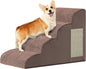 Dogs Steps for Bed, Dog Stairs for Small Dogs, 4-Step Dog Ramp for Bed, Couch, Sofa, and Chairs, Non-Slip Bottom Design, Cat Scratching, High Density Foam Portable Pet Step, Indoor, Coffee