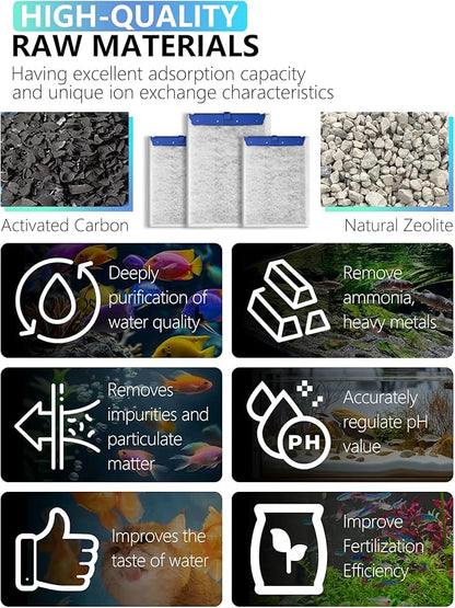 6 Pack Large Fish Tank Filter Cartridges Compatible with Tetra Whisper Bio-Bag Filters, Turtle Tank Filter Replacement for Whisper 20i, 40i / IQ20, 30, 45, 60 / PF20, 30, 40, 60 & ReptoFilter