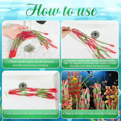 10 Pcs Large Aquarium Artificial Plants Decorations, Tall Plastic Fish Tank Plant Decorations for Household and Office Aquarium (Multicolor)