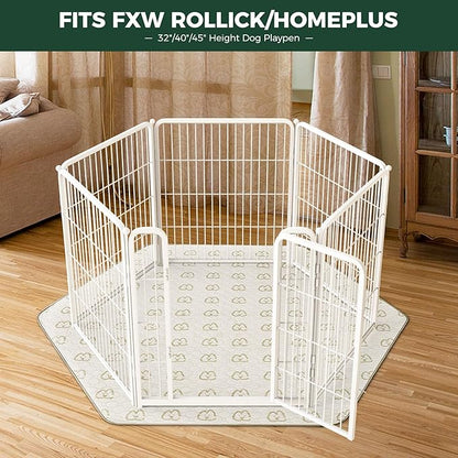 FXW Washable Pee Pads for Dogs, Puppy Pads with Super Absorbent, Specifically Designed for FXW Rollick/Homeplus 32/40/45inch 6 Panels Dog Playpen, 35" Hexagon, Khaki, 2 Packs